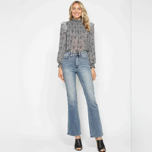 Judy Blue Tummy Control High-Rise Slim Bootcut Regular Inseam Jeans Denim Pants - Picture 14 of 16